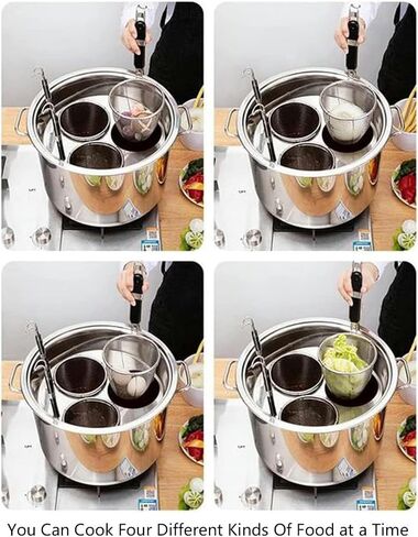أواني الطبخ، طباخ المعكرونة، صانع الزلابية، وعاء من الفولاذ المقاوم للصدأ مع 4 سلة مصفاة، لأدوات المطبخ المنزلية والمطاعم in Kuwait