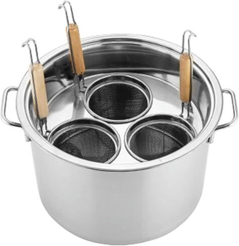 Stainless Steel Pasta Cooker with Strainer Basket, Versatile Kitchen Pot for Cooking Noodles, Pasta, and Steaming, Ideal for Home and Restaurant Use,5 Holes in Kuwait