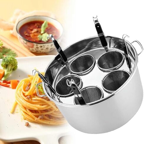 Commercial Noodle Boiler Cooking Pots, Stainless Steel Pasta Cooker Insert Set with 5 Holes for Efficient Cooking,3Hole in Kuwait