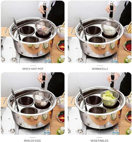 Commercial Noodle Boiler Cooking Pots, Stainless Steel Pasta Cooker Insert Set with 5 Holes for Efficient Cooking,3Hole in Kuwait