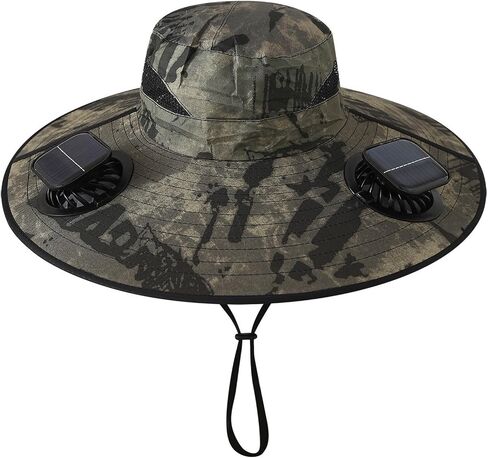 Solar Fan Hat - Wide Brim Sun Hat, USB & Solar Powered, Waterproof Fishing Bucket Hats for Men Women, Hands-Free Cooling in Kuwait
