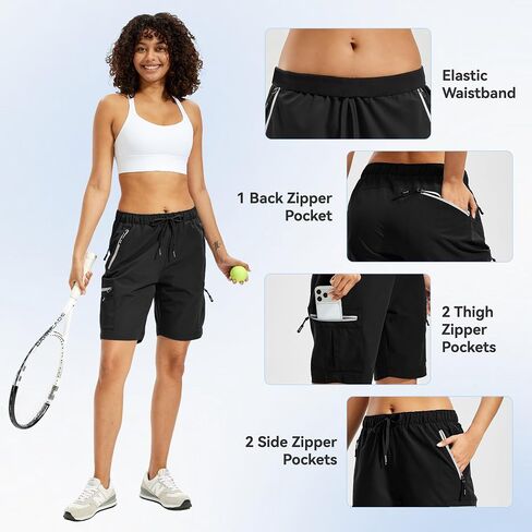 Bermuda Cargo Hiking Shorts for Women - Womens Long Golf Short with Zipper Pockets Casual in Kuwait