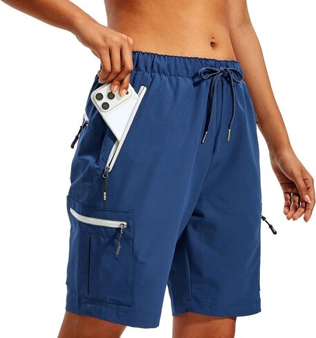 Bermuda Cargo Hiking Shorts for Women - Womens Long Golf Short with Zipper Pockets Casual in Kuwait