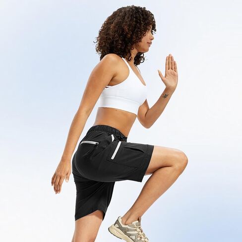 Bermuda Cargo Hiking Shorts for Women - Womens Long Golf Short with Zipper Pockets Casual in Kuwait