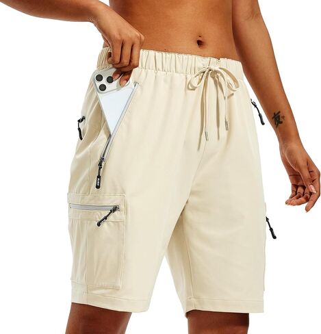 Bermuda Cargo Hiking Shorts for Women - Womens Long Golf Short with Zipper Pockets Casual in Kuwait