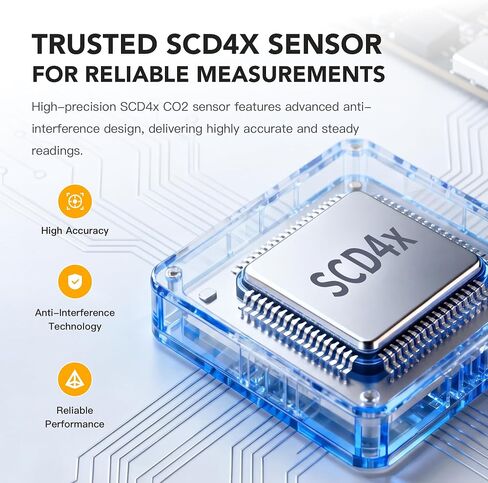 Smart WiFi Indoor Air Quality Monitor, Remote CO2, Temperature, Humidity, TVOC & Air Pressure Tracking, Power Status Monitoring, 3.7" E-Ink Display with App for Home, Bedroom, Office & School in Kuwait
