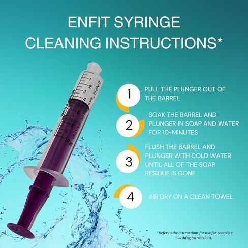 حقنة Envue ENFit 10 مل قابلة لإعادة الاستخدام على شكل حرف O لتغذية الأنبوب، 25 عبوة، مكبس أرجواني in Kuwait