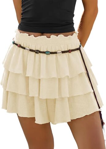 تنورة EMMIOL Flowy Skorts للنساء بحاشية مكشكشة عالية الخصر 2026 شورت صيفي تنانير صغيرة in Kuwait