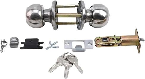 Aluminum Alloy Round Door Rotation Lock Handle Metal with Key Bedrooms Living Rooms Bathrooms 1Pcs in Kuwait