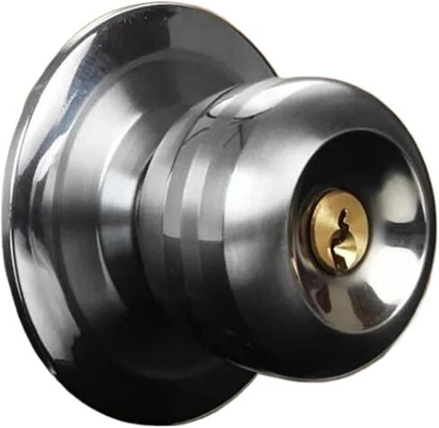 Aluminum Alloy Round Door Rotation Lock Handle Metal with Key Bedrooms Living Rooms Bathrooms 1Pcs in Kuwait
