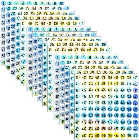 Xthrotsenk 2500Pcs Number Stickers 1-500 Vinyl Consecutive Number Stickers | Round Labels Sticker Self Adhesive Numbers Sticker for DIY Marking Numbering Tool Storage Classification in Kuwait