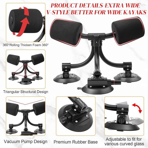 Kayak Roller,Heavy-Duty Kayak Loader Assist with Triangular Tripod Base & Vacuum Pump for Car Roof,Truck SUV,No-Drill Suction Cup Mount with V-Style Design for Wide Kayaks,280 LBS Capacity in Kuwait