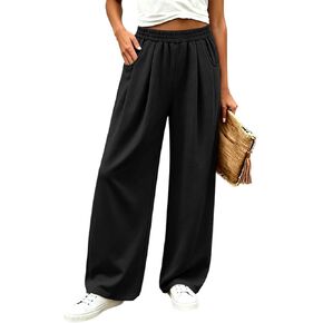 مرونة الخصر فضفاض Sweatpants المرأة عادية مطوي واسعة الساق السراويل الخريف in Kuwait
