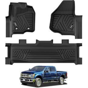سجادات أرضية لسيارة Ford F150 2015-2026 SuperCrew Cab (تشمل 2022-2025 Lightning) بدون سجادة تخزين مسطحة قابلة للطي وبطانة TPE لجميع الأحوال الجوية وبطانات أرضية الصف الأول والثاني، 3 قطع باللون الأسود in Kuwait