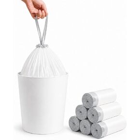 Small Trash Bags 4 Gallon Trash Bag White Garbage Bags with Drawstrings 60-Pack Heavy Duty Bolsas De Basura for Home, Office, Kitchen, Bathroom and Bedroom use in Kuwait