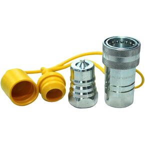 قارنات توصيل هيدروليكية سريعة التوصيل مقاس 1 بوصة AG ISO 5675، خيط NPT مقاس 1 بوصة، مجموعة واحدة مع أغطية غبار صفراء متضمنة in Kuwait