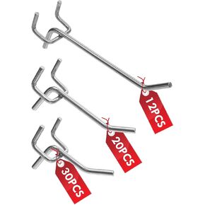 Pegboard Hooks Accessories - 62pcs 2/4/6 Inch Metal Peg Board Tool Hangers, Fits 1/8 1/4 Pegs Slots, Pegboard Wall Organizer Shelving Racks, Hanging Display Storage Holders for Garage Craft Office in Saudi Arabia
