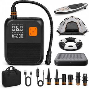 Susbie Paddle Board Electric Pump for Inflatables, Dual Stage Inflation & Deflation, Auto-Off, Wireless & Car Charging, for SUP Paddle Board, Air Mattress, Boat, Tent, Pool Float in Saudi Arabia