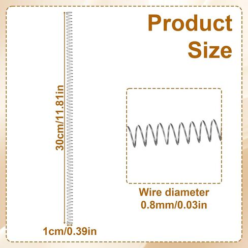 Thinp Compression Spring 0.8mm Wire Dia X 10mm OD X 300 mm L, 1 Pcs Stainless Steel Mechanical Compression Springs Extension High Elastic Small Springs for Shop and Home Repairs in Kuwait