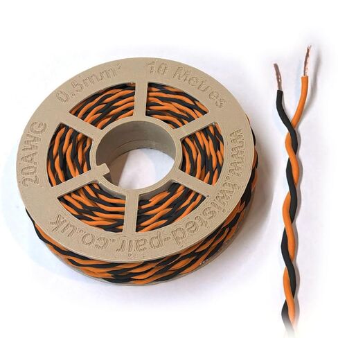 Black & Orange Twisted Pair Wire 22 AWG / 0.35mm² 5 Meters CAN Bus Cable in Kuwait