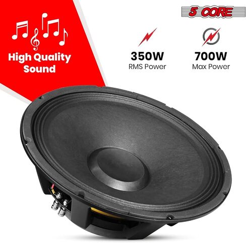 5 CORE 15 بوصة مضخم صوت مكبر صوت 500 وات RMS كامل النطاق PA DJ مكبرات صوت فرعية 8 أوم مكون بديل لمضخم صوت عميق لاستخدام الصوت الاحترافي - FR 15200 23 AL in Kuwait