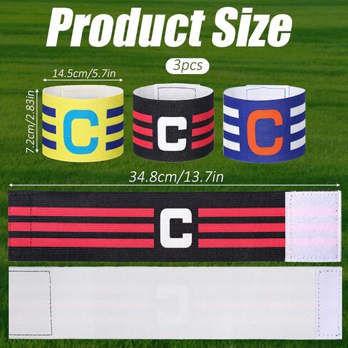 3 Pcs Captain Arm Bands for Soccer Soccer Captain Armband | Elastic Nylon Arm Bands for Adult Youth Adjustable Team Sport Armband for Sports Basketball Volleyball in Kuwait