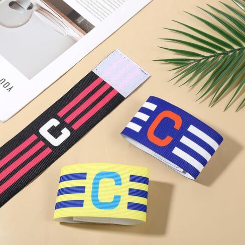 3 Pcs Captain Arm Bands for Soccer Soccer Captain Armband | Elastic Nylon Arm Bands for Adult Youth Adjustable Team Sport Armband for Sports Basketball Volleyball in Kuwait