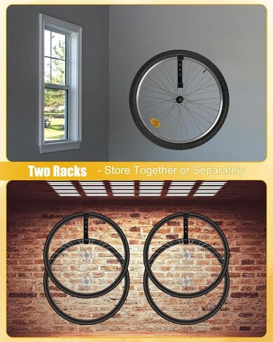 Bike Wheel Rack Wall Mount 2 Pack, Heavy Duty Carbon Steel Vertical Bicycle Wheel Storage Hanger Holder for Garage, Indoor Spare Tire Wheelset with Soft Padding in Kuwait