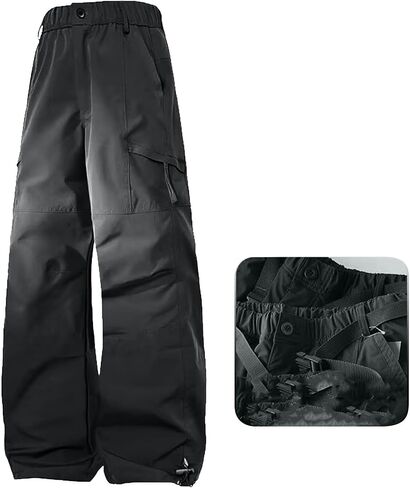 Womens Cargo Pants Waterproof Elastic Waist Straight Leg Trousers Multiple Pockets Streetwear Fashion Wide Leg Slacks in Kuwait