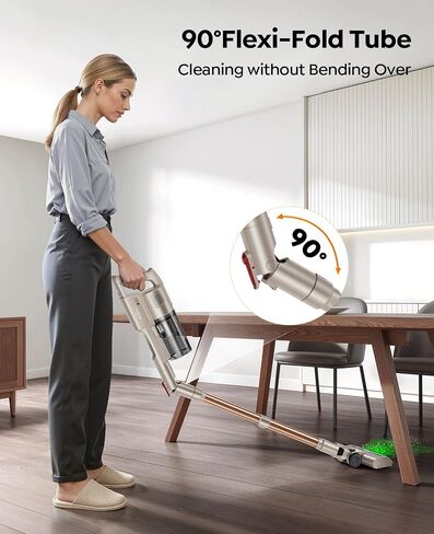Cordless Vacuum Cleaner 550W 45KPA, 50Mins Stick Vacuum Cordless Rechargeable with 90° Folding Tube, Adjustable Height, Anti-tangle Brush, Wall-Mount, Handheld Vacuum Cleaner for Home/Pet Hair/Floors in Kuwait