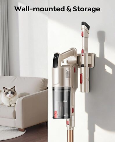 Cordless Vacuum Cleaner 550W 45KPA, 50Mins Stick Vacuum Cordless Rechargeable with 90° Folding Tube, Adjustable Height, Anti-tangle Brush, Wall-Mount, Handheld Vacuum Cleaner for Home/Pet Hair/Floors in Kuwait