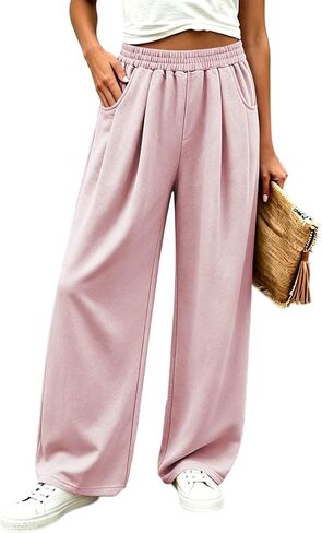 مرونة الخصر فضفاض Sweatpants المرأة عادية مطوي واسعة الساق السراويل الخريف in Kuwait