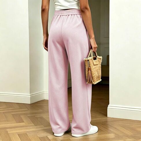مرونة الخصر فضفاض Sweatpants المرأة عادية مطوي واسعة الساق السراويل الخريف in Kuwait