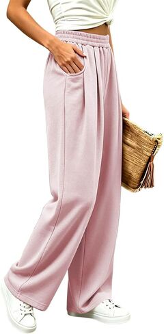 مرونة الخصر فضفاض Sweatpants المرأة عادية مطوي واسعة الساق السراويل الخريف in Kuwait