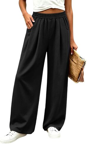 مرونة الخصر فضفاض Sweatpants المرأة عادية مطوي واسعة الساق السراويل الخريف in Kuwait