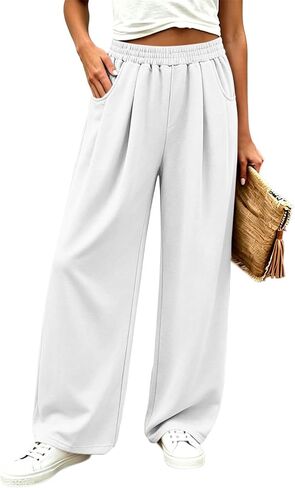 مرونة الخصر فضفاض Sweatpants المرأة عادية مطوي واسعة الساق السراويل الخريف in Kuwait