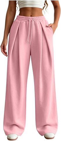 Baggy Sweatpants for Women Casual Elastic Waist Front Pleated Fall Pants in Kuwait