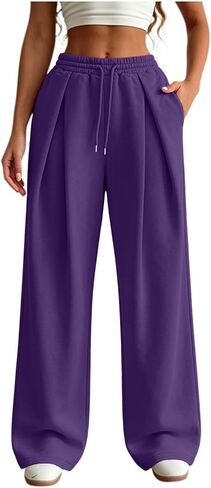 Baggy Sweatpants for Women Casual Elastic Waist Front Pleated Fall Pants in Kuwait