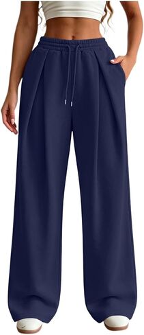 Baggy Sweatpants for Women Casual Elastic Waist Front Pleated Fall Pants in Kuwait