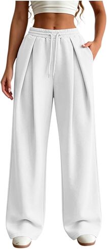 Baggy Sweatpants for Women Casual Elastic Waist Front Pleated Fall Pants in Kuwait