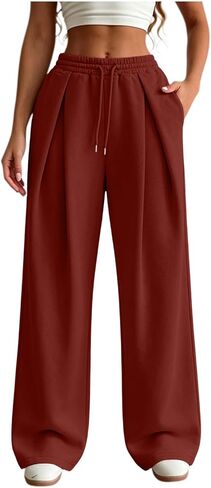 Baggy Sweatpants for Women Casual Elastic Waist Front Pleated Fall Pants in Kuwait