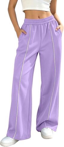 Athletic Sweatpants Women Casual Elastic Waist Baggy Trousers with Pockets in Kuwait