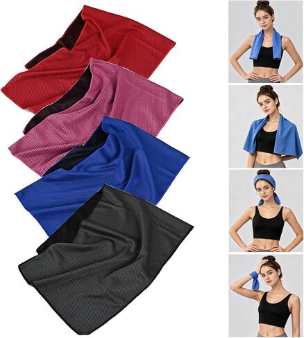 Cooling Towels 4 Pack(40"x12"),Soft Breathable Microfiber Towels Gym Sweat Towels, Cooling Neck Wraps for Yoga Workout Sport Gym Fitness Camping in Kuwait
