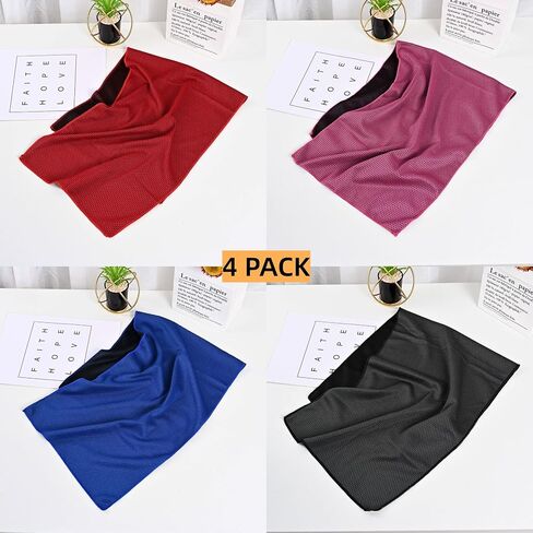 Cooling Towels 4 Pack(40"x12"),Soft Breathable Microfiber Towels Gym Sweat Towels, Cooling Neck Wraps for Yoga Workout Sport Gym Fitness Camping in Kuwait