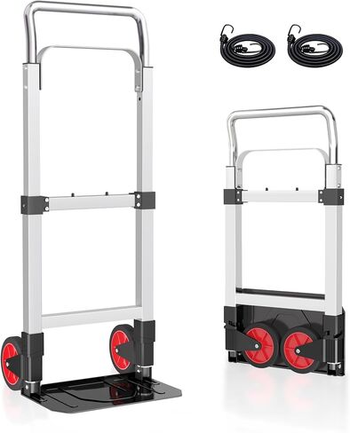 Folding Hand Truck Dolly, 220LB Capacity Portable Hand Cart with Telescoping Handle for Moving, Shopping, Office, Travel in Kuwait