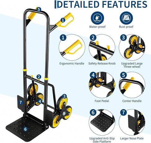 IDEALHOUSE Stair Climbing Dolly, Heavy-Duty Stair Climber Hand Truck Dolly 770 Lbs Capacity in Kuwait