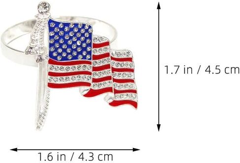 Cabilock 6pcs Patriotic Napkin Rings with Imitation Rhinestones American Flag Napkin Holders for Independence Day Table Decorations for Family Dinners and Parties in Saudi Arabia