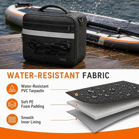 Paddle Board Pump Bag, SUP Air Pump Carrying Case for Most Electric Paddle Board Pumps, Pump Storage Organizer with Accessory Pockets for Hose, Charger and Nozzles, Bag Only in Kuwait