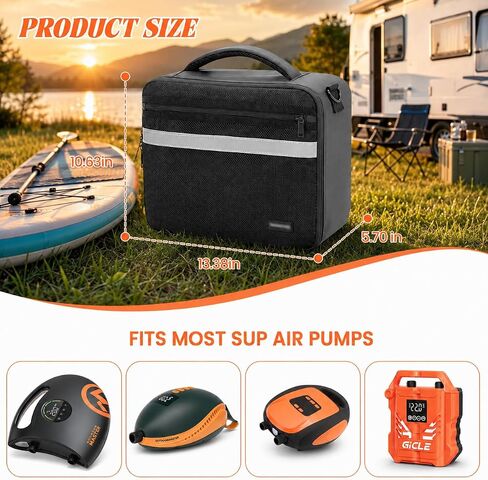 Paddle Board Pump Bag, SUP Air Pump Carrying Case for Most Electric Paddle Board Pumps, Pump Storage Organizer with Accessory Pockets for Hose, Charger and Nozzles, Bag Only in Kuwait