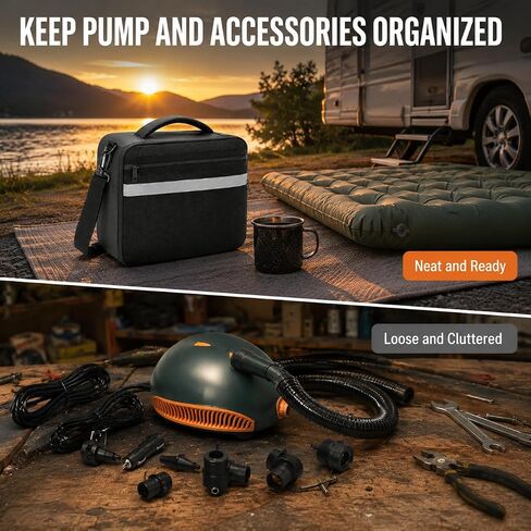 Paddle Board Pump Bag, SUP Air Pump Carrying Case for Most Electric Paddle Board Pumps, Pump Storage Organizer with Accessory Pockets for Hose, Charger and Nozzles, Bag Only in Kuwait
